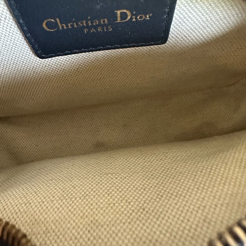 Christian Dior Waist Belt Pouch Leather Navy Beige - Picture 8 of 8